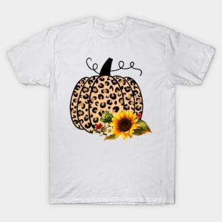 Leopard Pumpkin With Sunflower T-Shirt